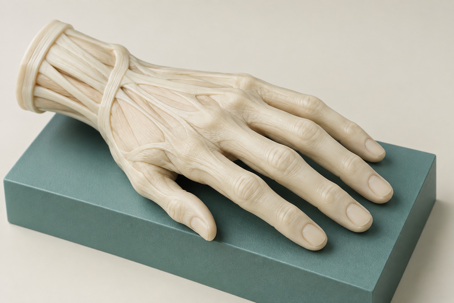 Escultura didática do dorso da mão.