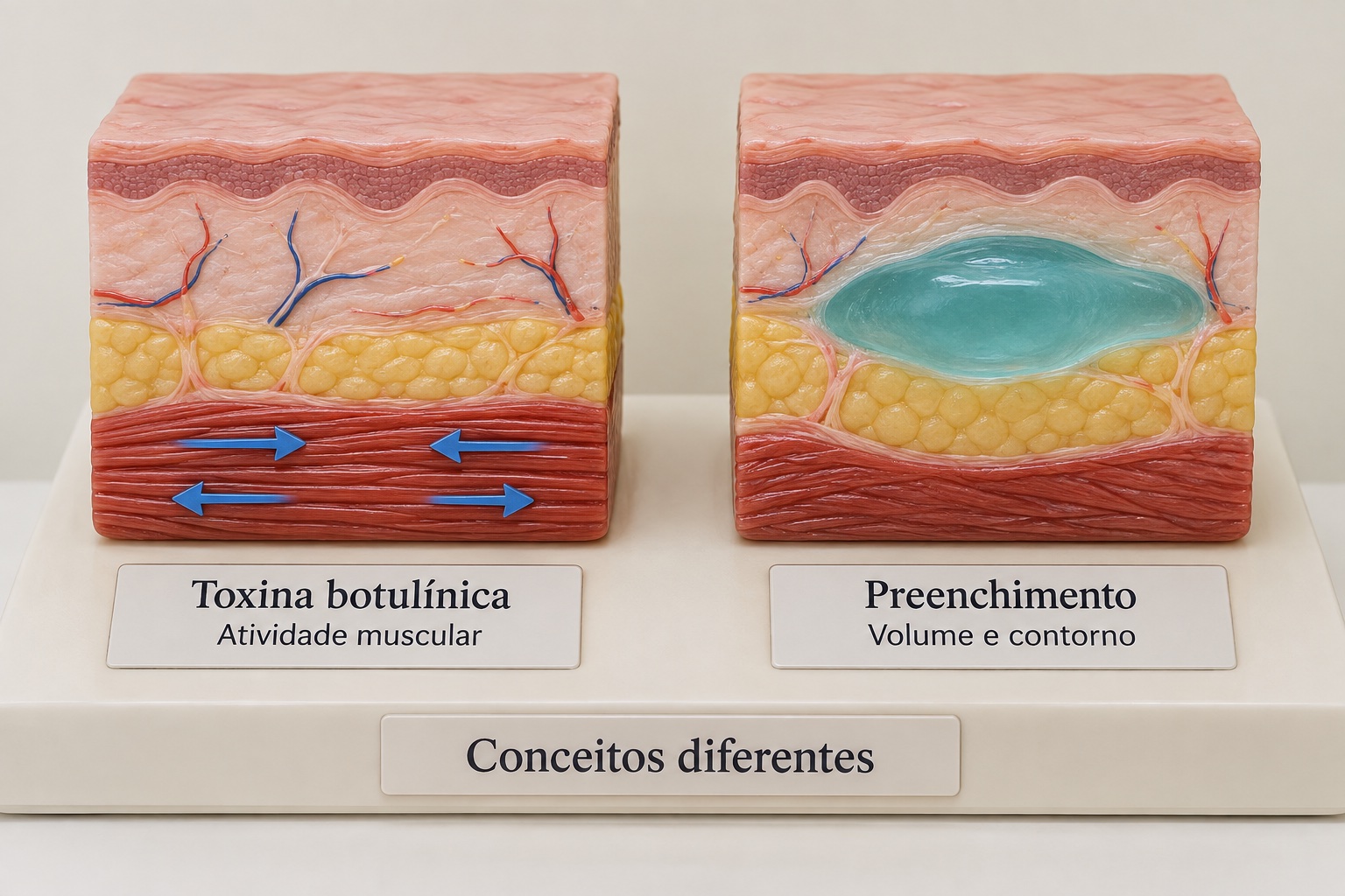 Modelos comparando atividade muscular e volume ou contorno dos tecidos.
