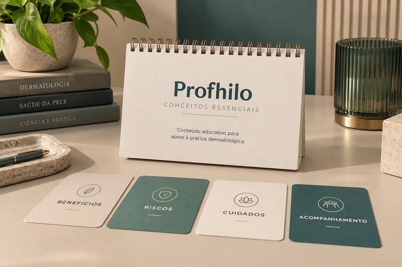 Caderno e cartões de benefícios, riscos, cuidados e acompanhamento.