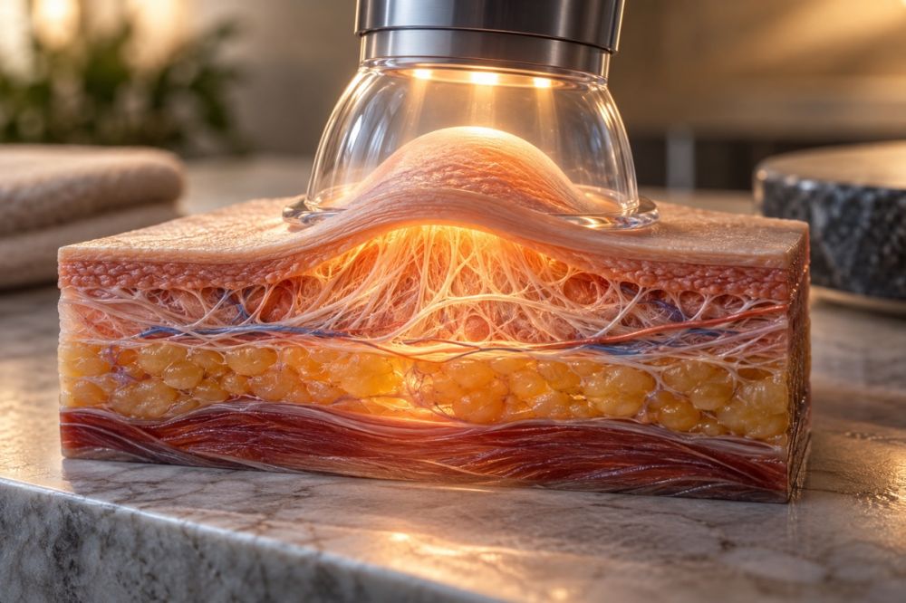 Pernas em movimento cercadas por compressão, água e alimentação como metáfora de cuidado integrado