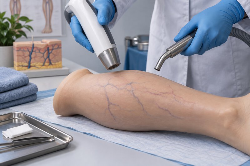 Simulação de laser e resfriamento sobre modelo de perna.