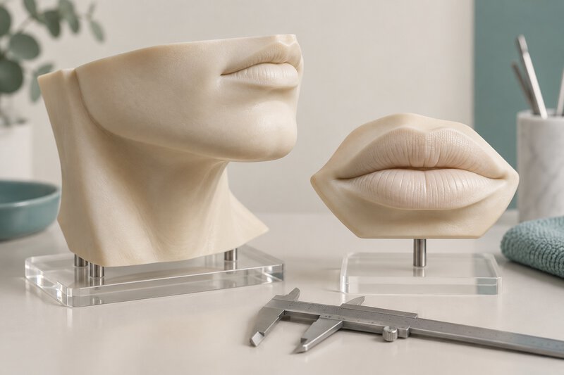 Modelos físicos do terço inferior da face e dos lábios.