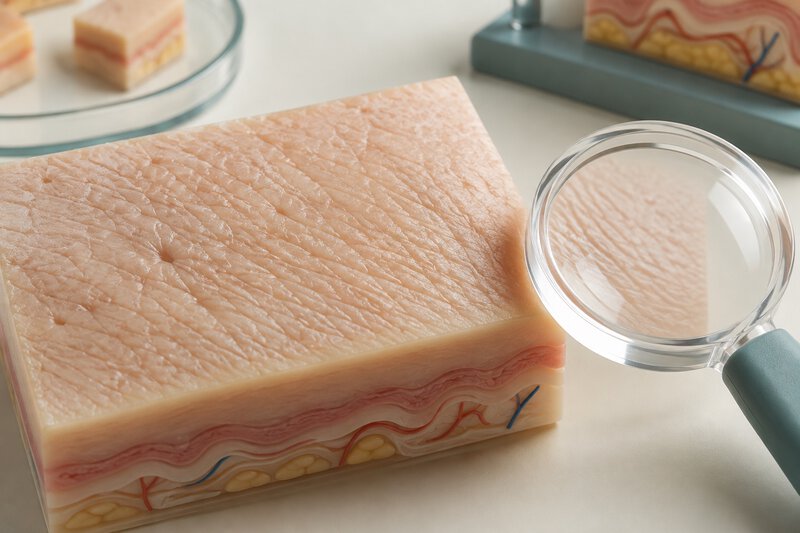 Superfície de silicone e lupa didática.