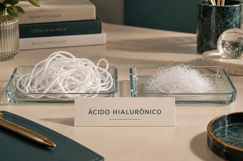 Fios de comprimentos diferentes em bandejas de vidro.